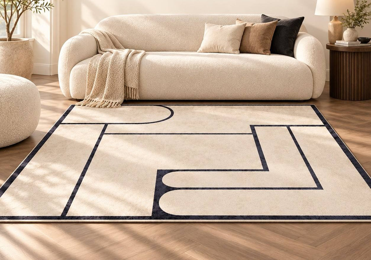Tapis de Salon Motif Géométrique Moderne