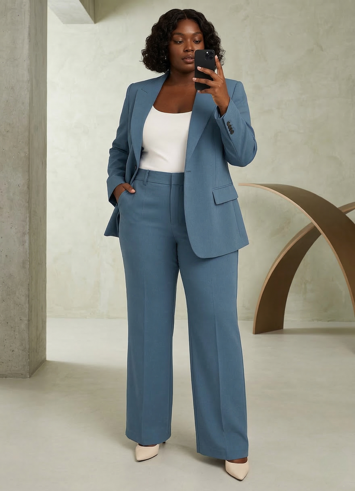 Ensemble Tailleur Femme Blazer et Pantalon Coupe Ajustée