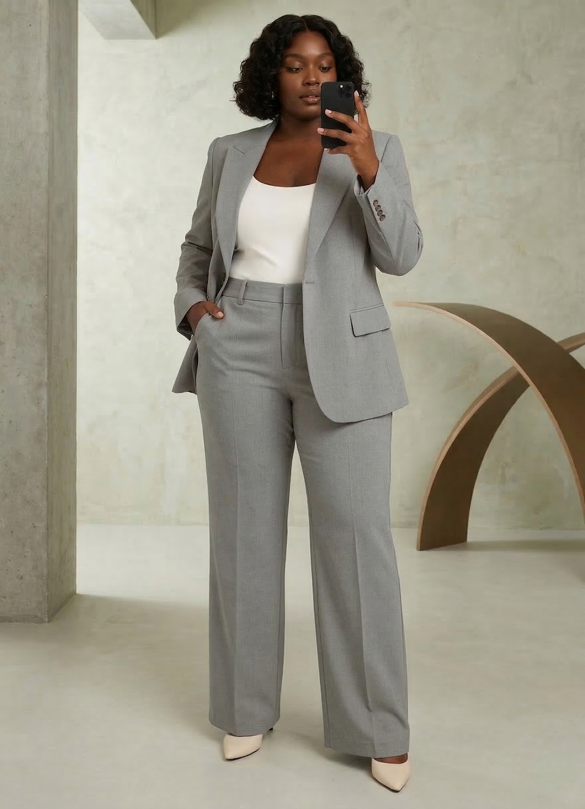 Ensemble Tailleur Femme Blazer et Pantalon Coupe Ajustée