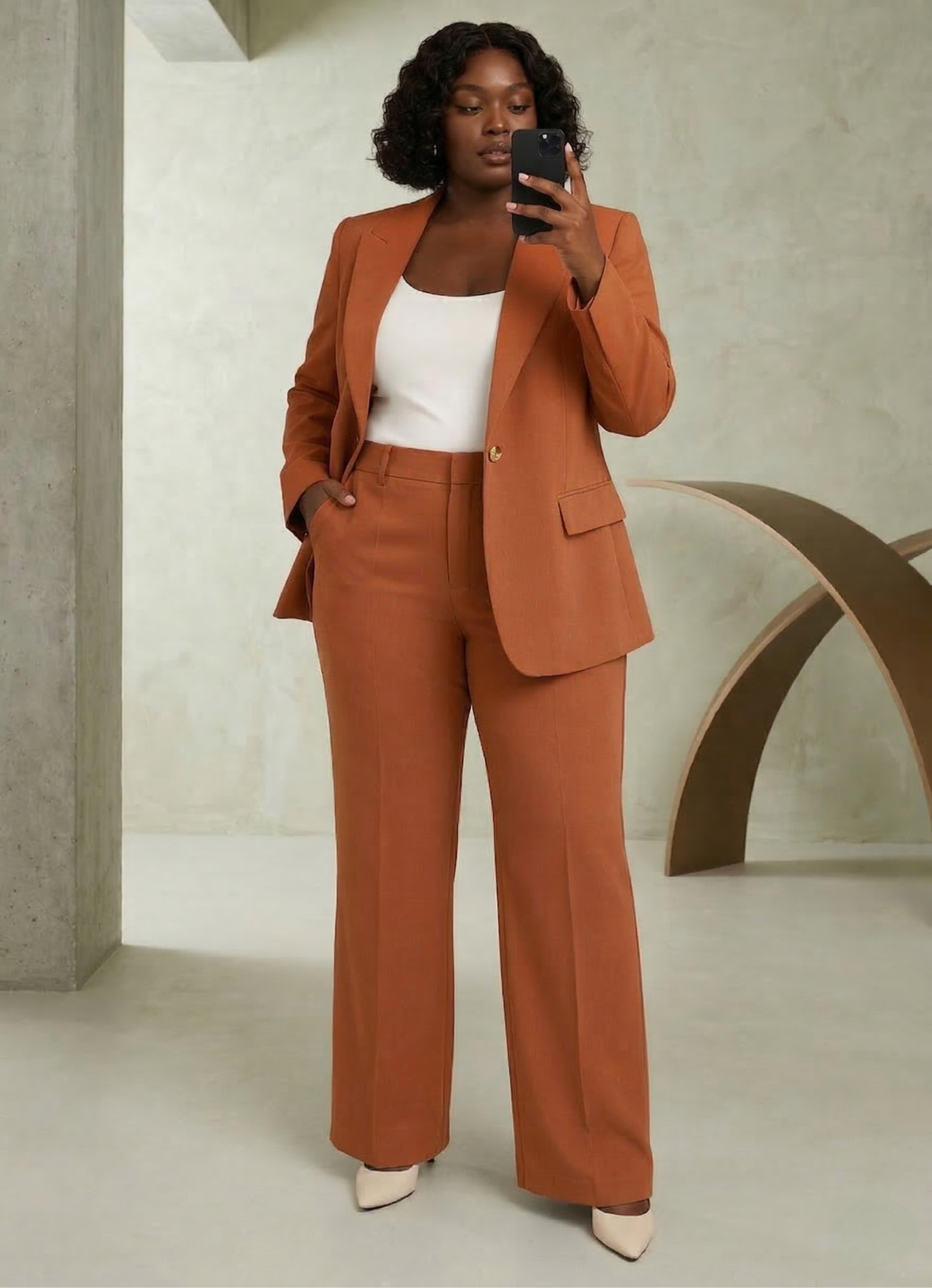 Ensemble Tailleur Femme Blazer et Pantalon Coupe Ajustée