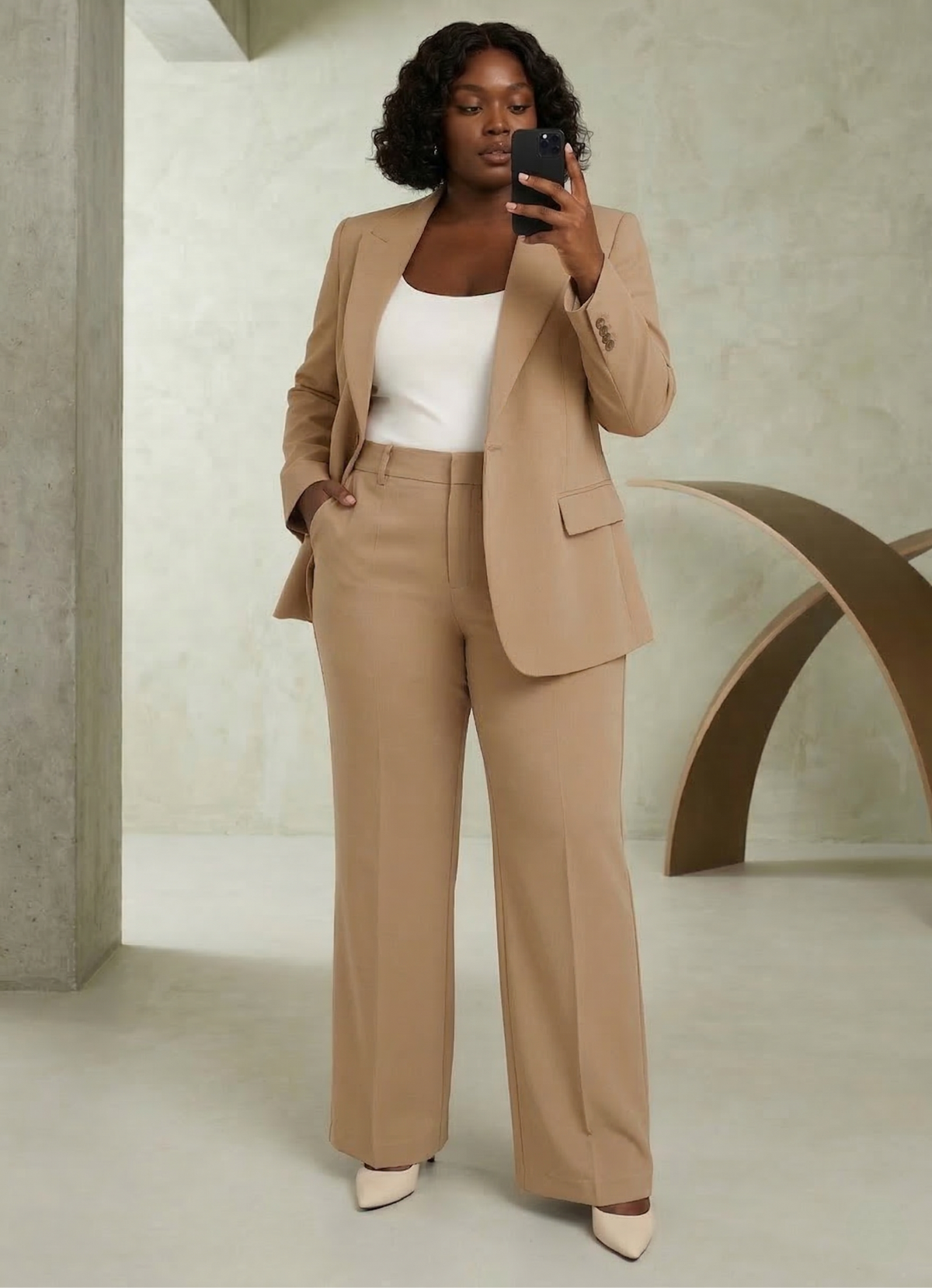 Ensemble Tailleur Femme Blazer et Pantalon Coupe Ajustée