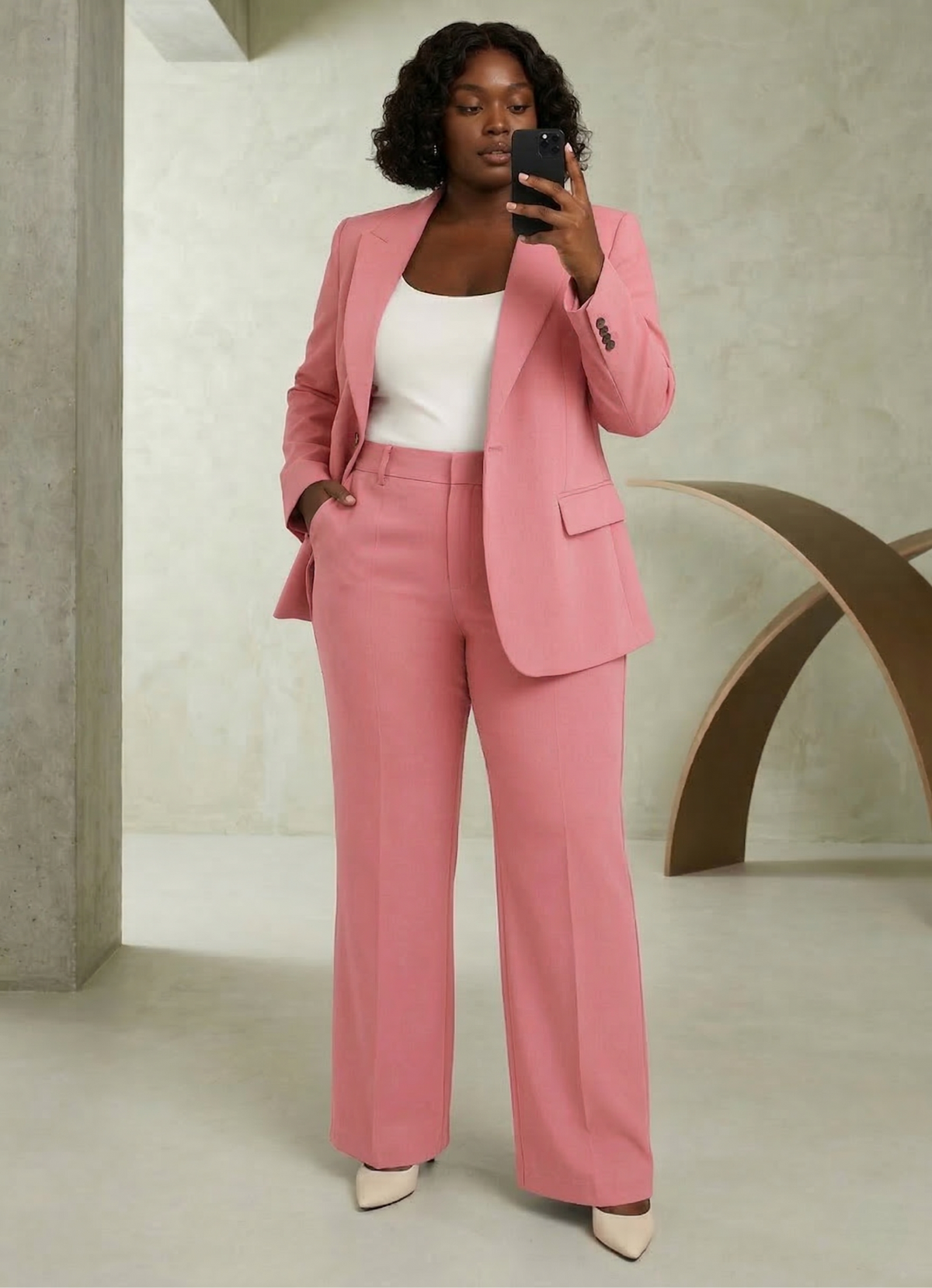 Ensemble Tailleur Femme Blazer et Pantalon Coupe Ajustée