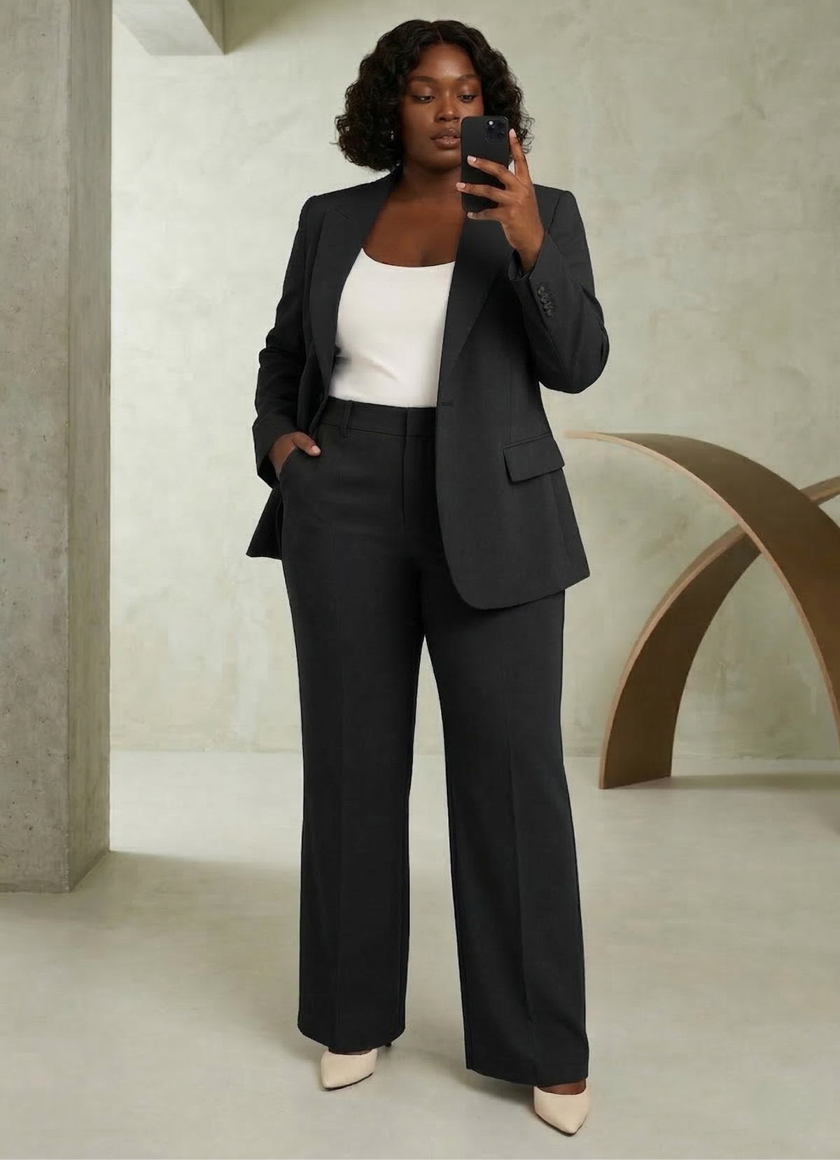Ensemble Tailleur Femme Blazer et Pantalon Coupe Ajustée