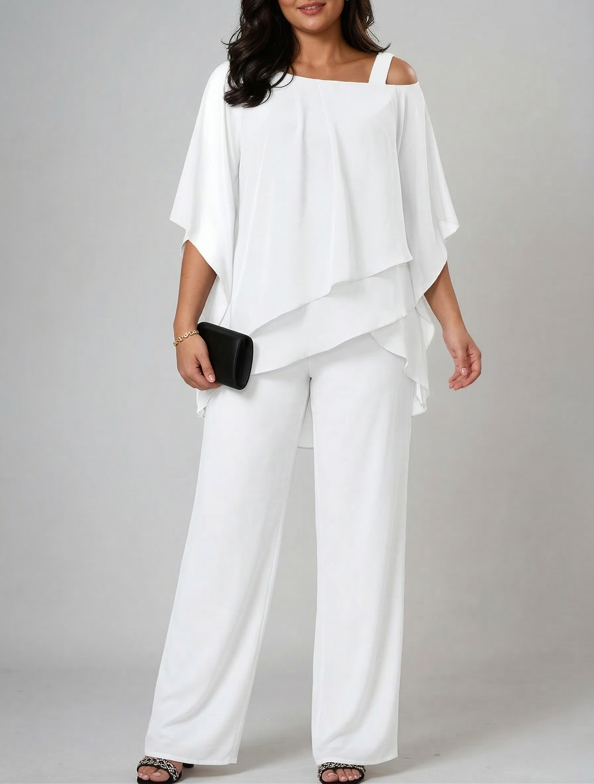 Ensemble Femme Deux Pièces Épaule Dénudée et Pantalon Large
