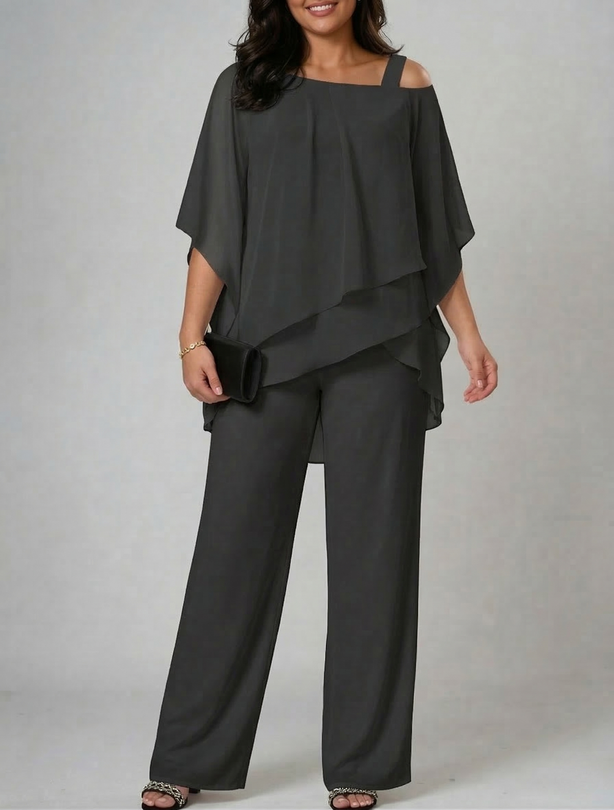 Ensemble Femme Deux Pièces Épaule Dénudée et Pantalon Large