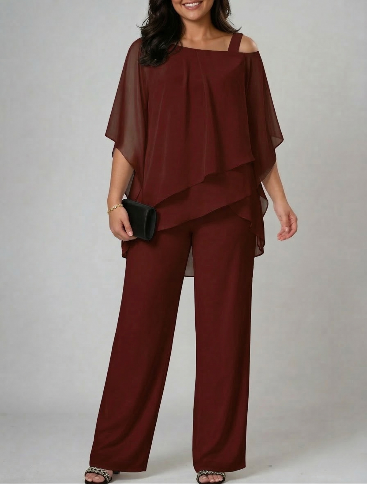 Ensemble Femme Deux Pièces Épaule Dénudée et Pantalon Large