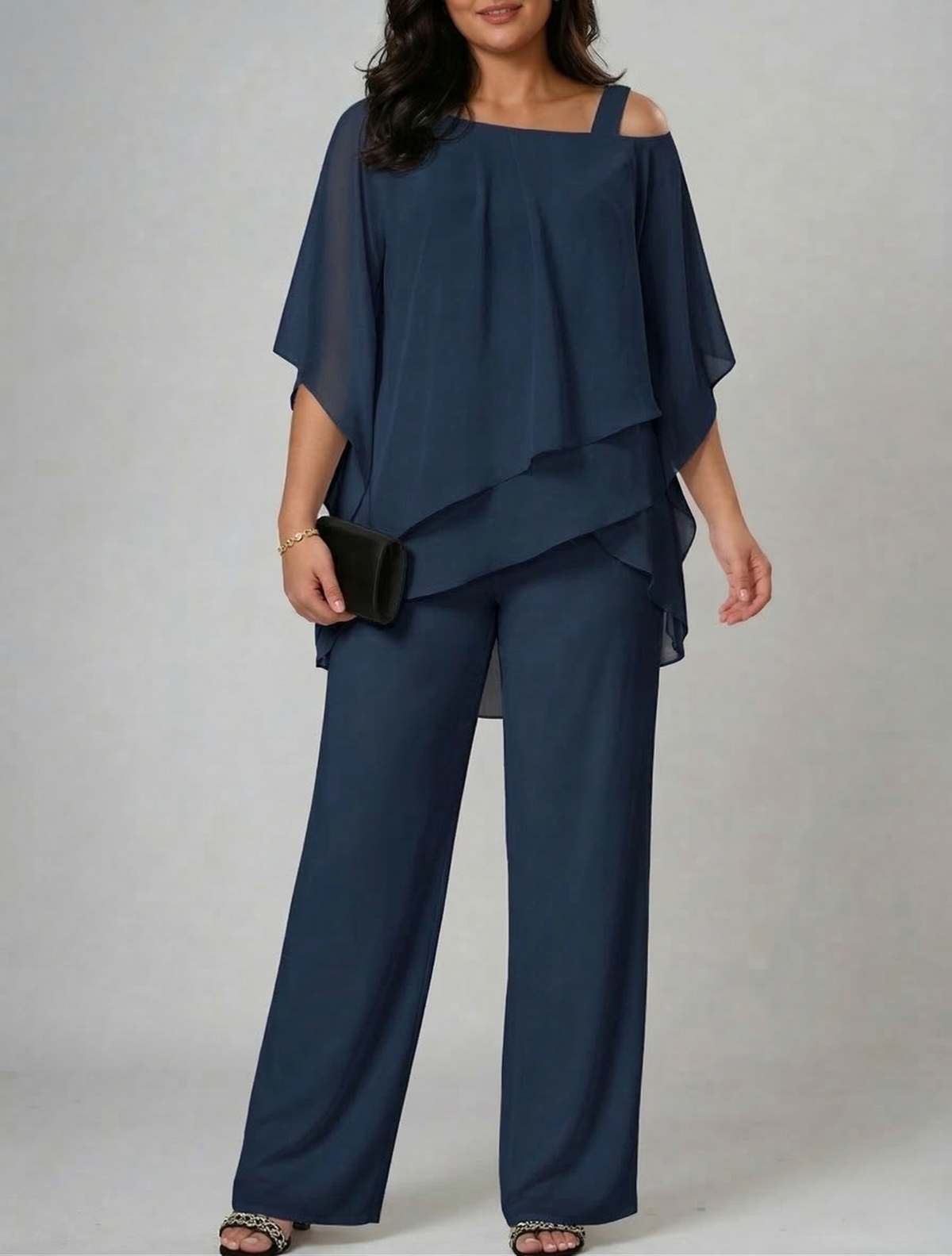 Ensemble Femme Deux Pièces Épaule Dénudée et Pantalon Large