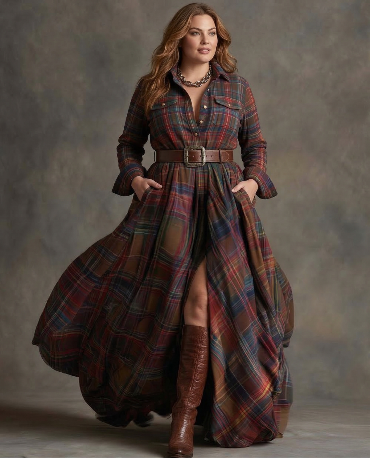 Robe Femme Ceinturée avec Poches Latérales