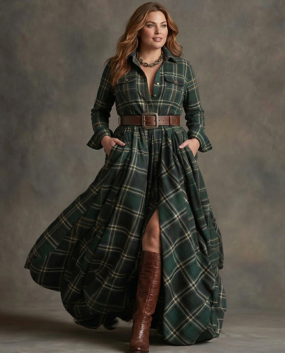 Robe Femme Ceinturée avec Poches Latérales