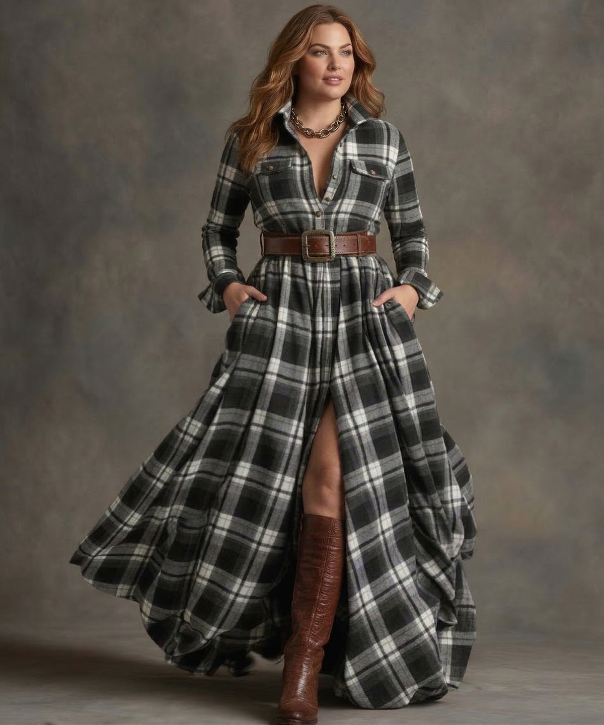 Robe Femme Ceinturée avec Poches Latérales