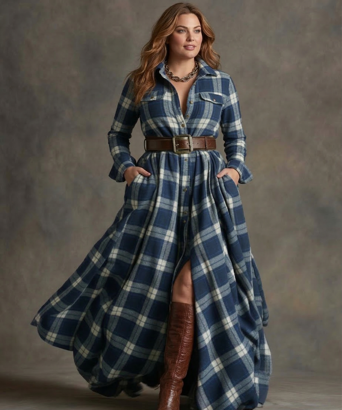 Robe Femme Ceinturée avec Poches Latérales