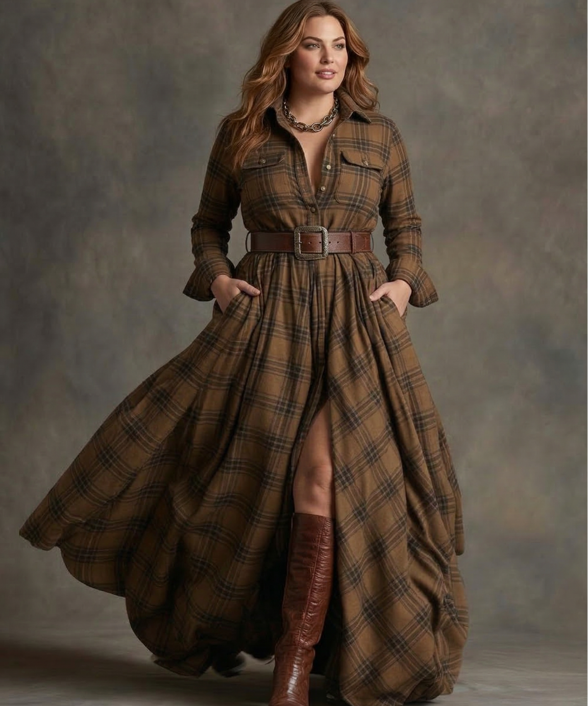 Robe Femme Ceinturée avec Poches Latérales