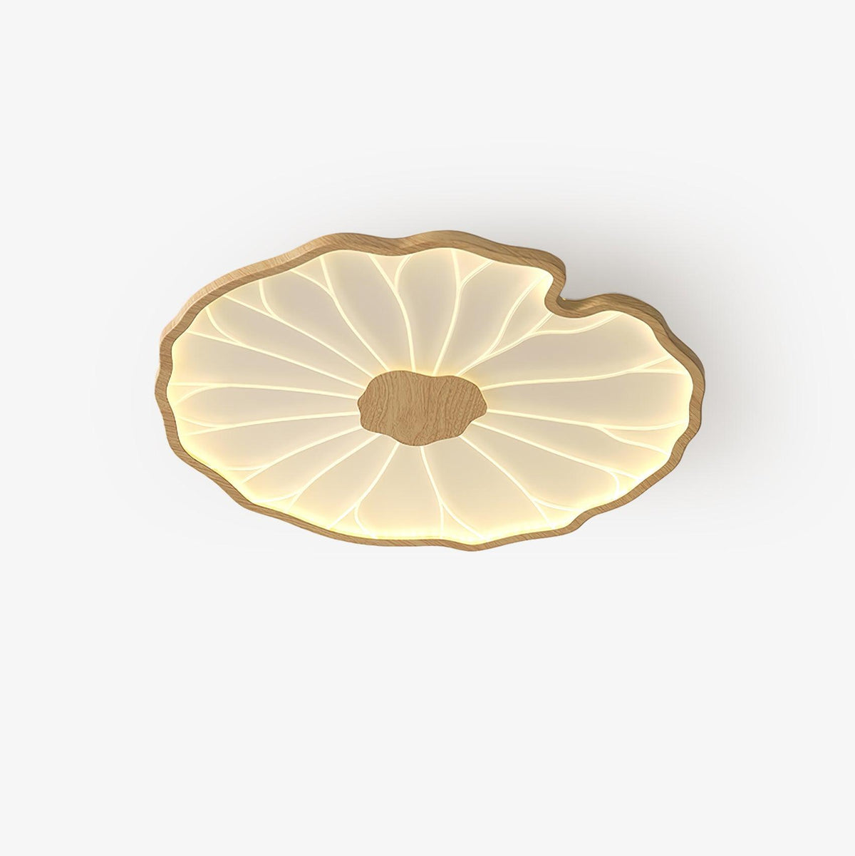 Plafondlamp Scandinavisch Lotusbladvorm met Geïntegreerde LED en Houtnerf Design