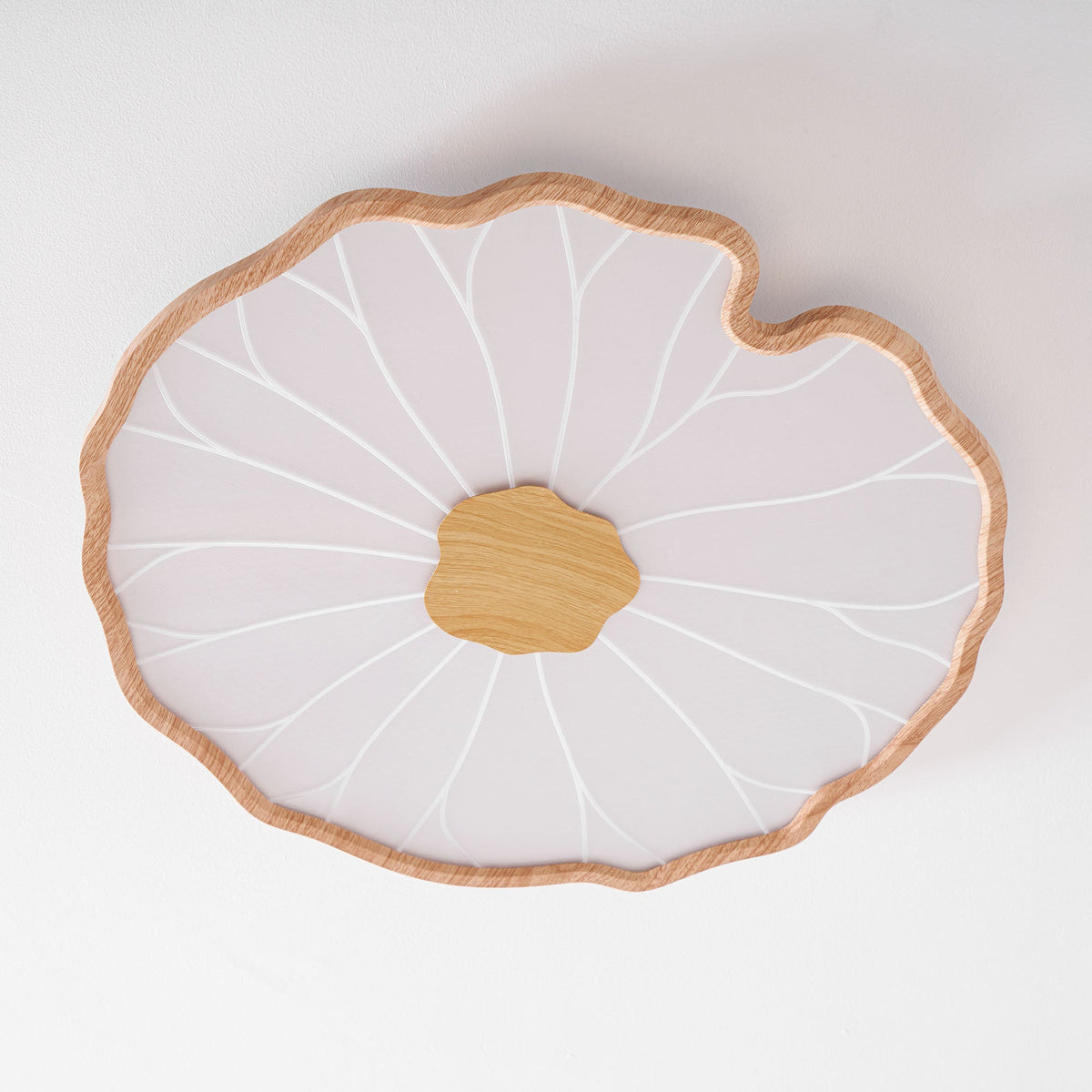 Plafondlamp Scandinavisch Lotusbladvorm met Geïntegreerde LED en Houtnerf Design