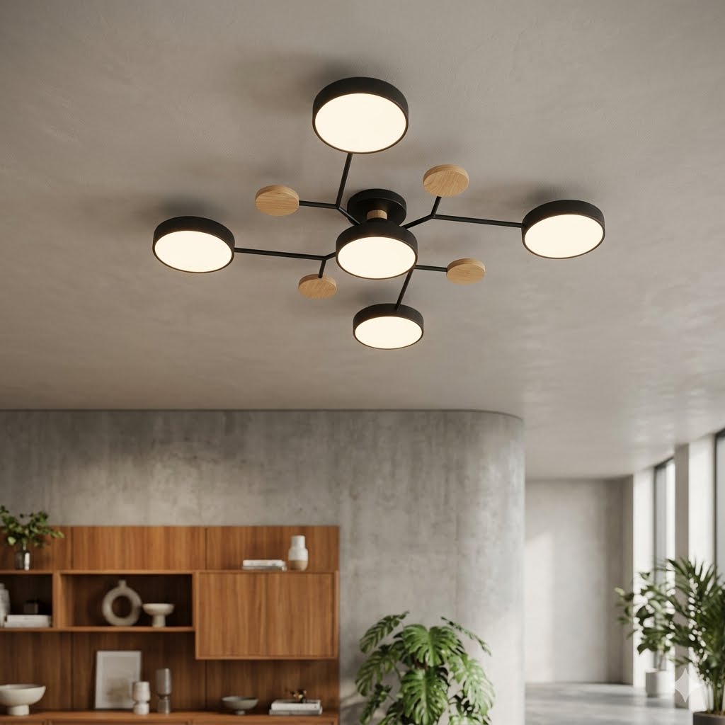 Plafonnier Scandinave Multi-Têtes à LED Intégrée
