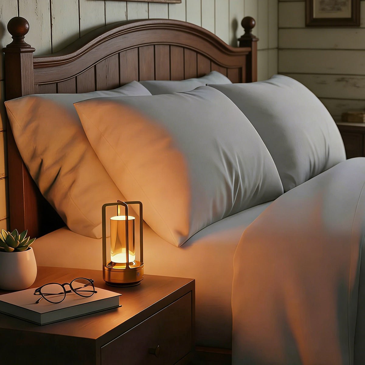 Wireless Table Lamp – Gold, Modern Design with Dimmable Lighting for the Bedroom or Living Room