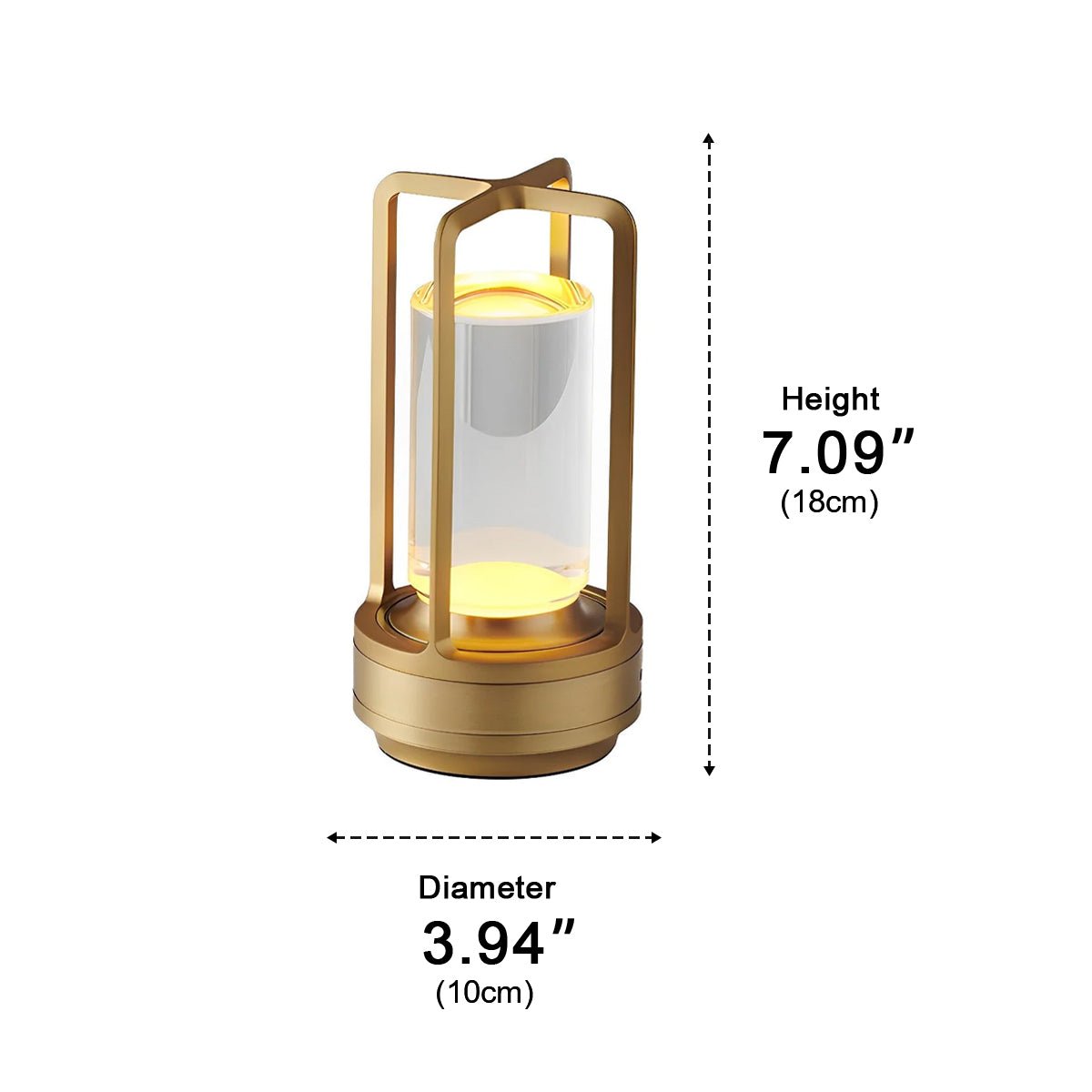Wireless Table Lamp – Gold, Modern Design with Dimmable Lighting for the Bedroom or Living Room