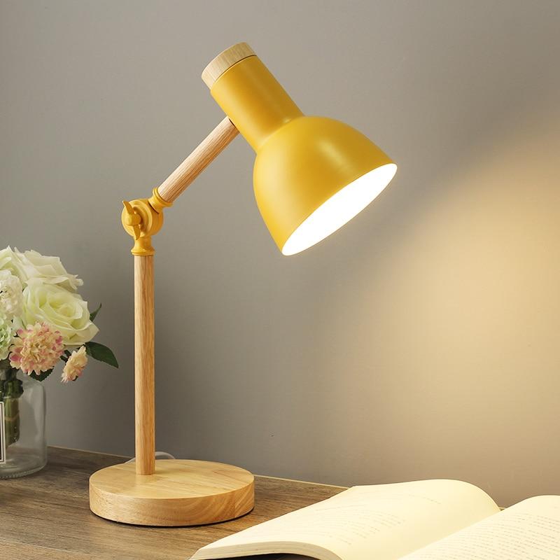 Lampe de Bureau en Bois Style Scandinave, Réglable en Hauteur