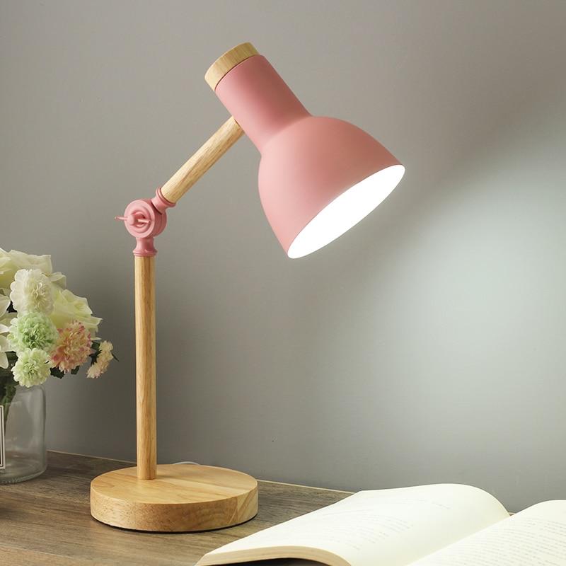 Lampe de Bureau en Bois Style Scandinave, Réglable en Hauteur