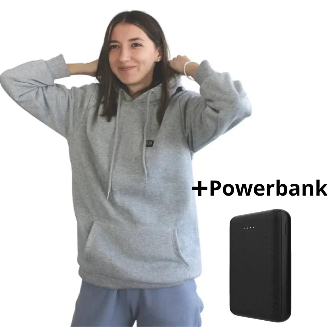 Hoodie Chauffante Unisexe à Capuche USB - Température Réglable 25/35/45°C