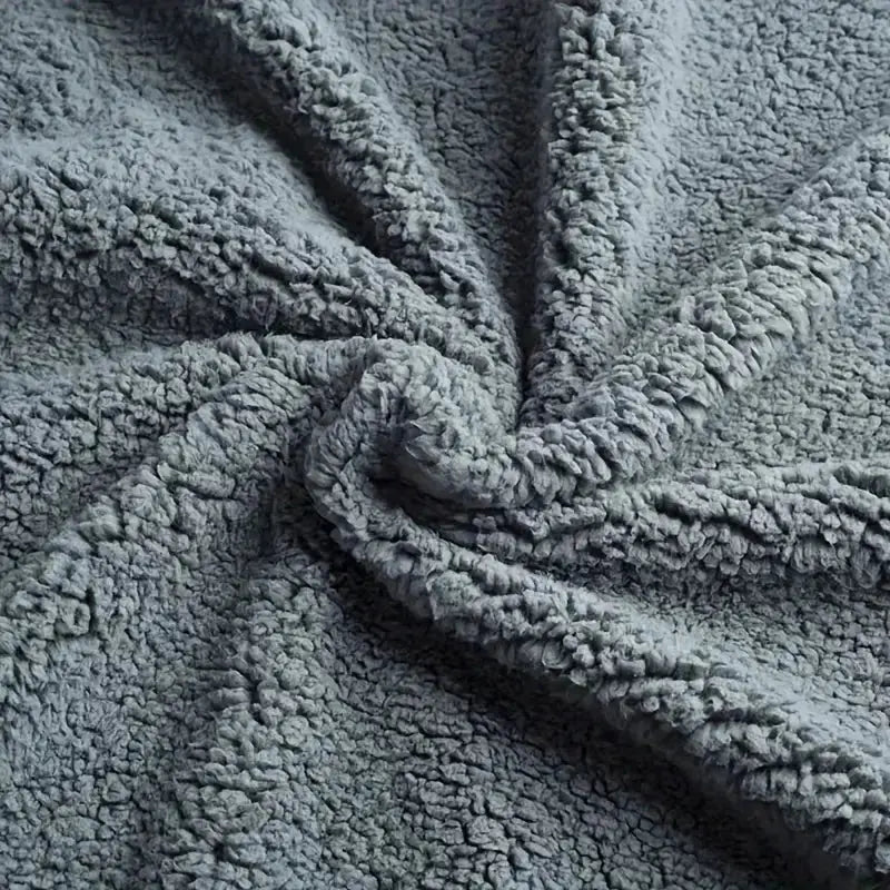 reversible sherpa fleece throw blanket in gray