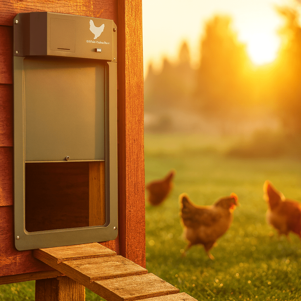 Automatic chicken coop door – Weatherproof with a light sensor for secure access to the chicken coop