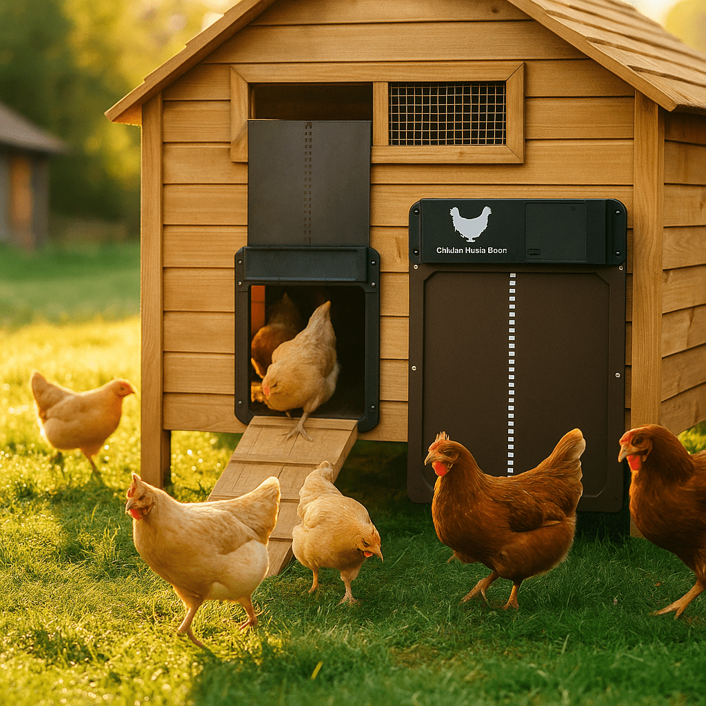 Automatic chicken coop door – Weatherproof with a light sensor for secure access to the chicken coop