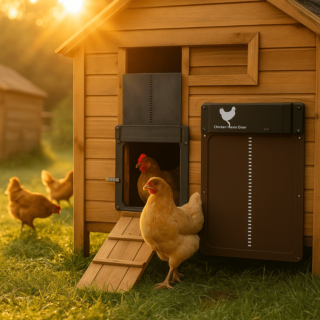 Automatic chicken coop door – Weatherproof with a light sensor for secure access to the chicken coop
