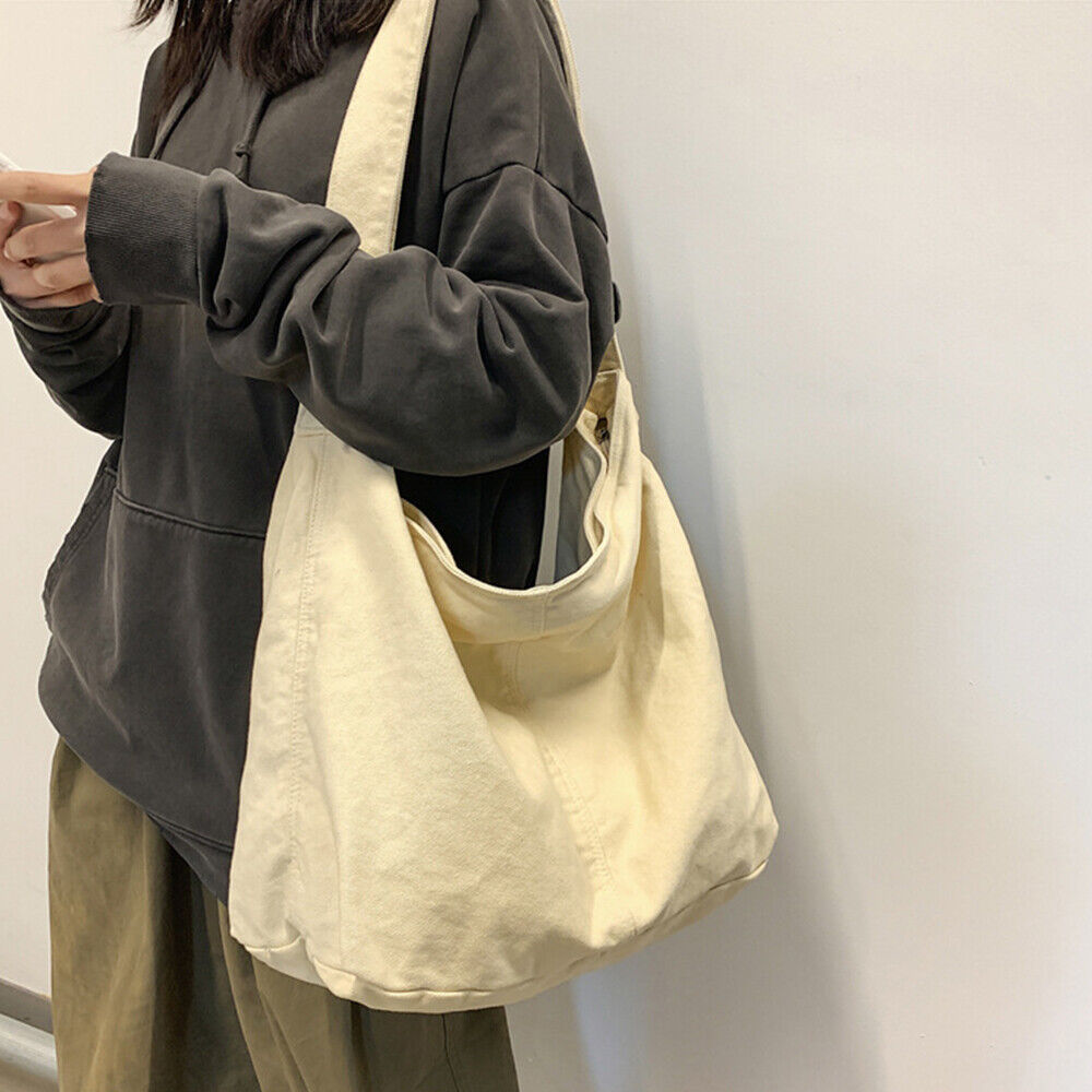 Sac Besace Femme en Toile Oversize, Grand Fourre-Tout Décontracté