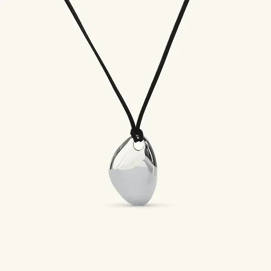 Collier Pendentif Galet Plaqué Or pour Femme en Acier Inoxydable