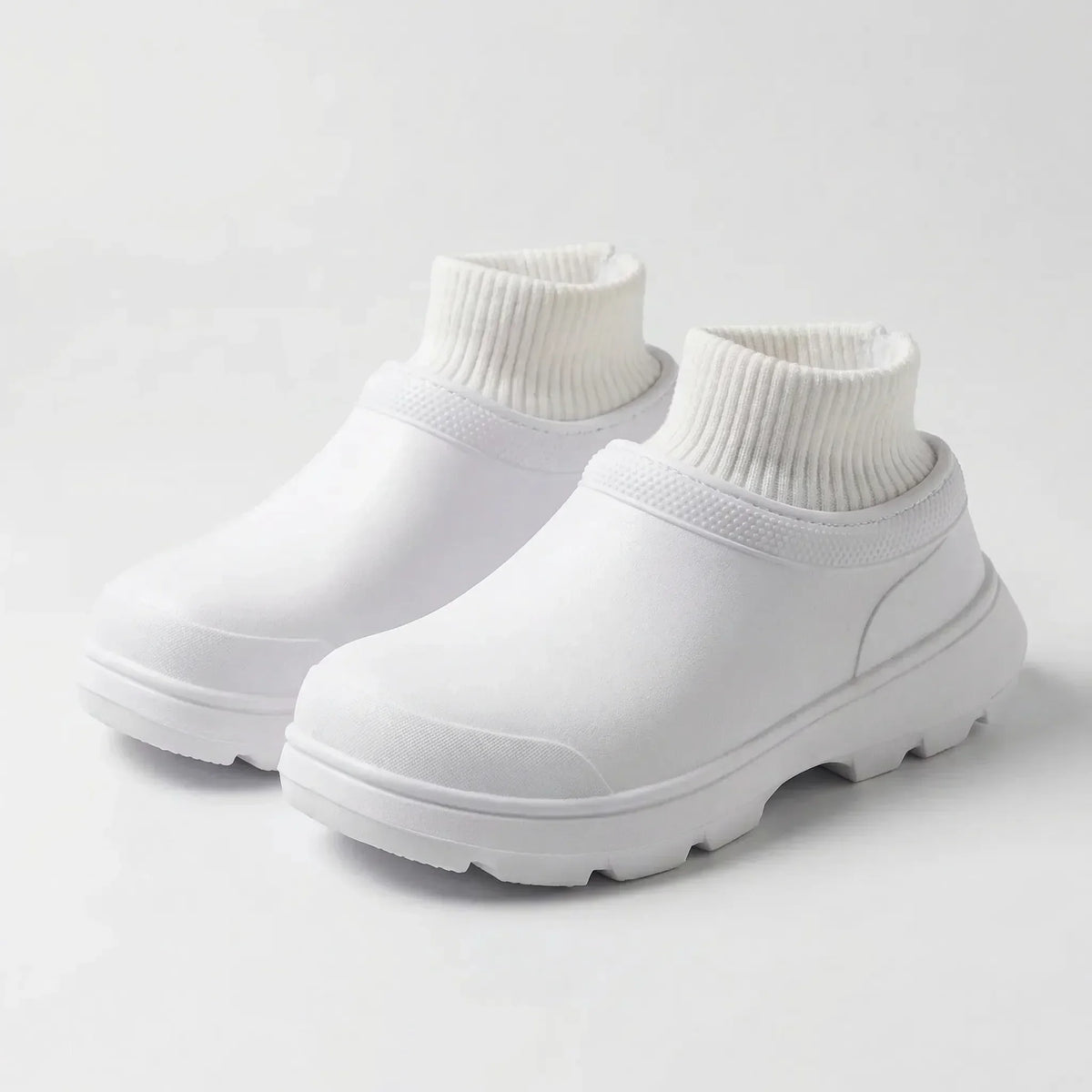 Sabots Imperméables Femme à Enfiler avec Col en Tricot