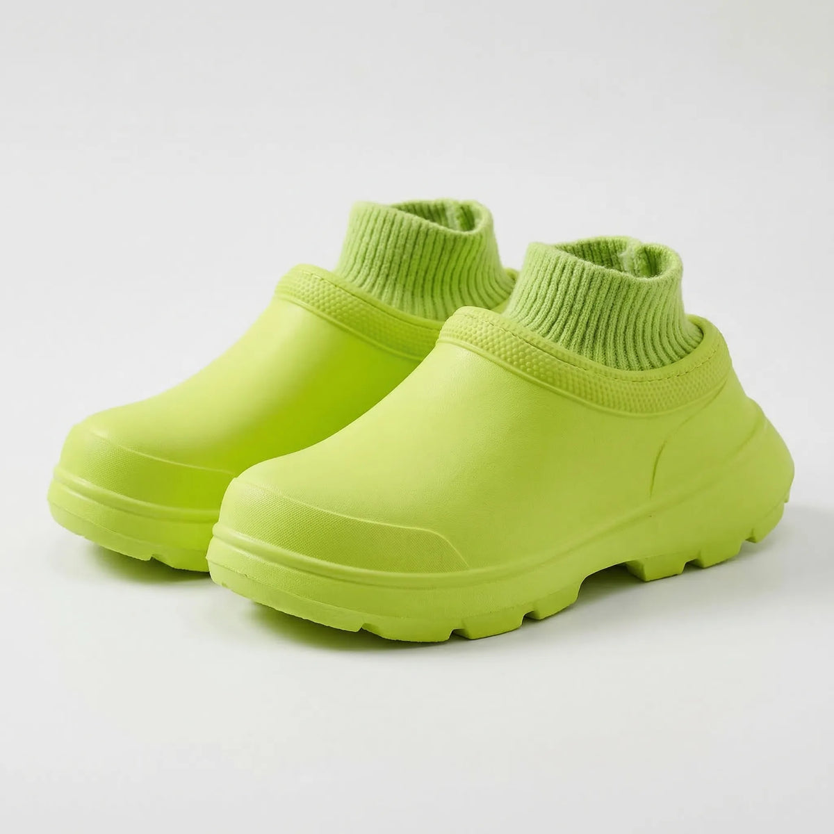 Sabots Imperméables Femme à Enfiler avec Col en Tricot
