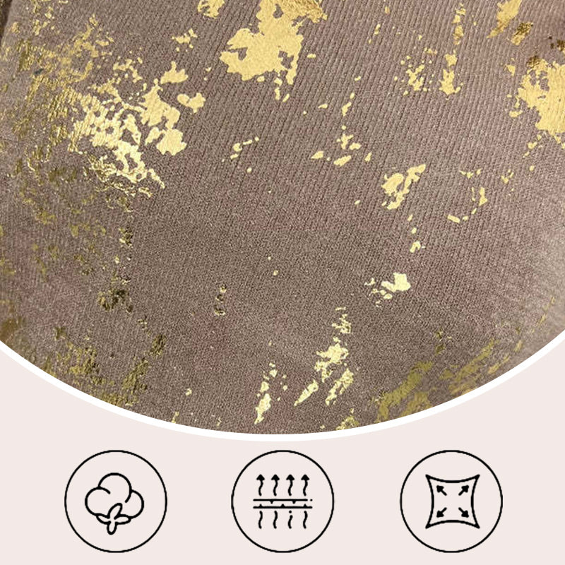 Pull Femme Col Rond Imprimé Métallisé Doré