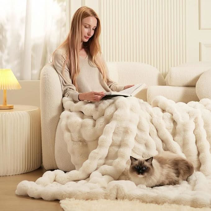 Plaid Peluche Moelleux Uni pour Canapé et Lit