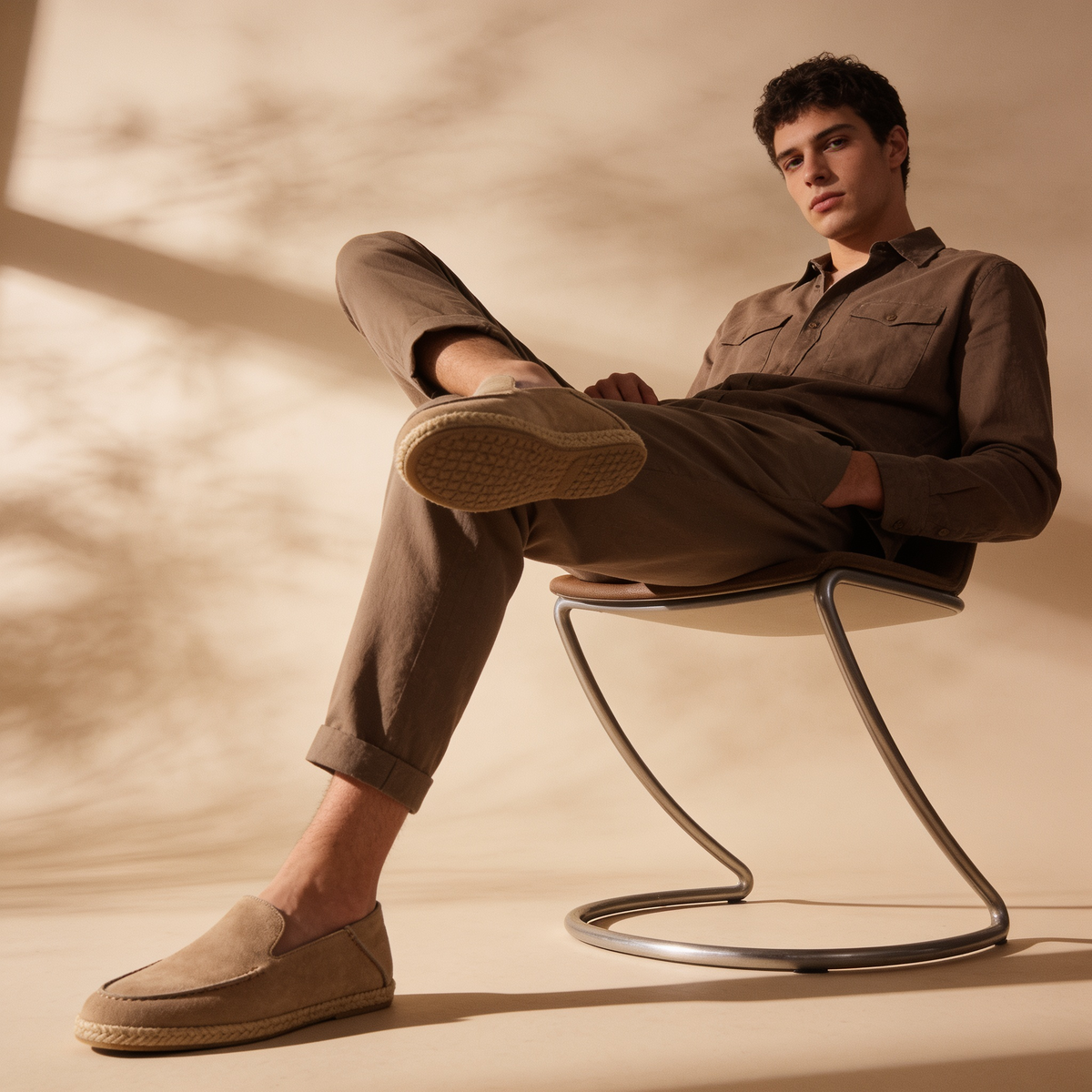 Mocassins Espadrilles Homme en Daim, Semelle Jute