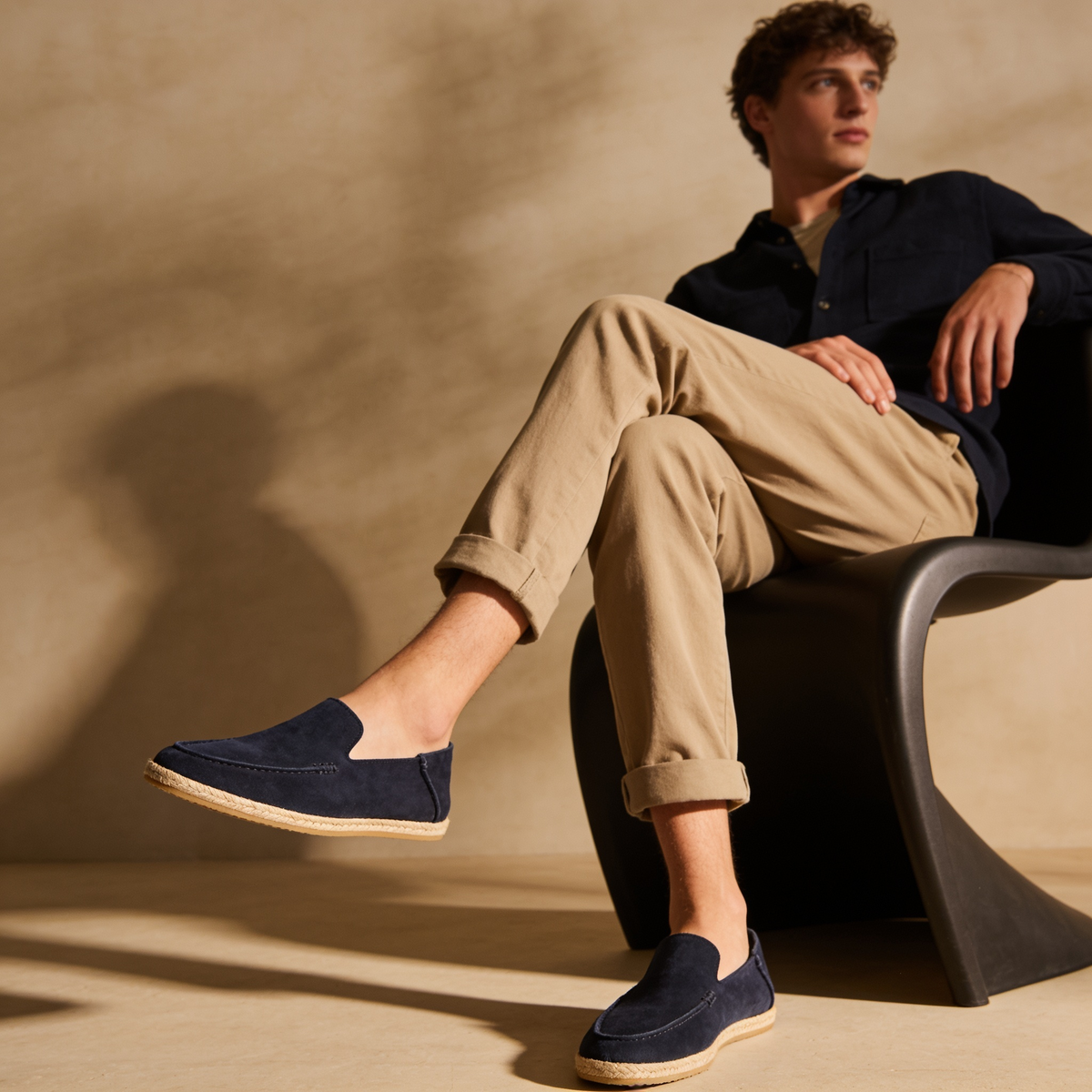 Mocassins Espadrilles Homme en Daim, Semelle Jute
