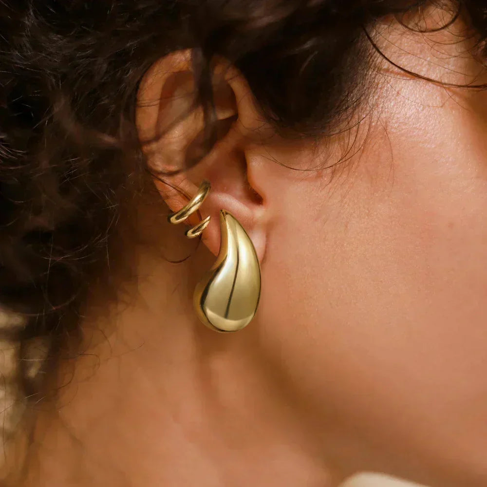 Boucles d'Oreilles Femme Goutte Plaquées Or, Acier Inoxydable