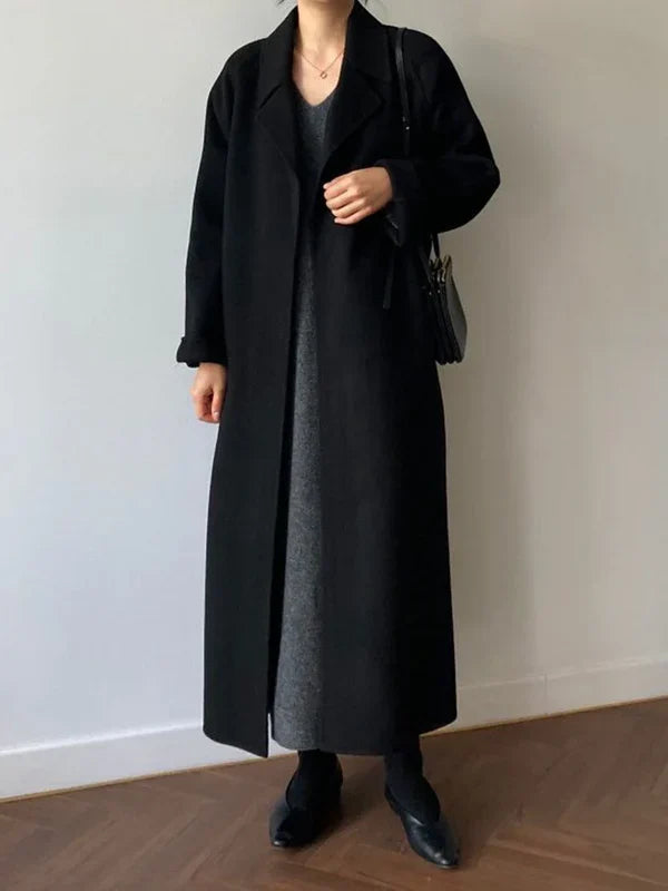 Manteau Long en Laine pour Femme, Coupe Classique et Intemporelle