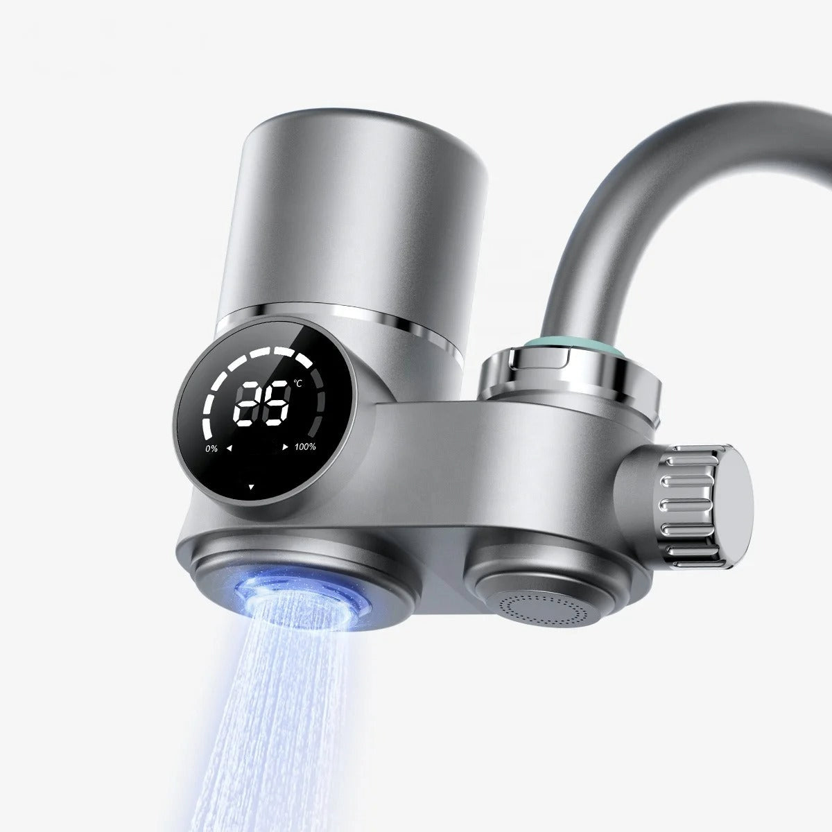 Kraanwaterfilter met LED-display – van ABS en roestvrij staal van voedingskwaliteit voor in de keuken, met twee waterstanden