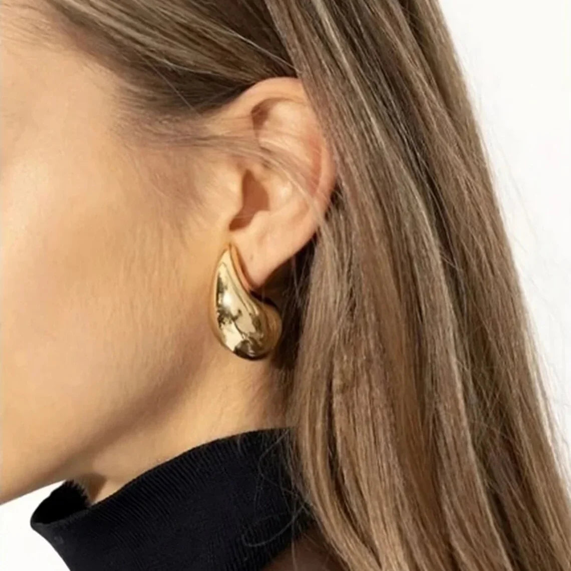 Boucles d'Oreilles Femme Goutte Plaquées Or, Acier Inoxydable