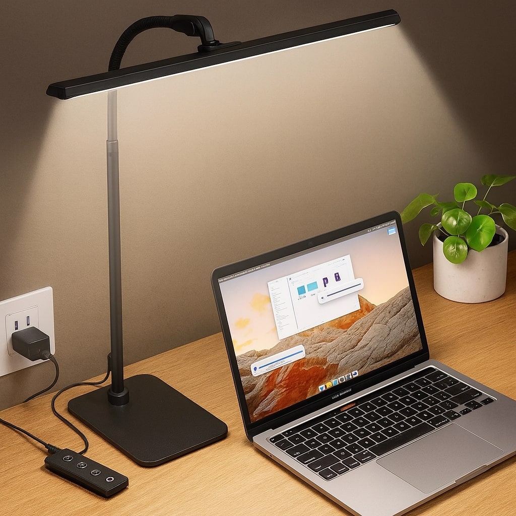 LED-bureaulamp – dimbaar met flexibele arm, modern ontwerp voor de thuiswerkplek of de slaapkamer