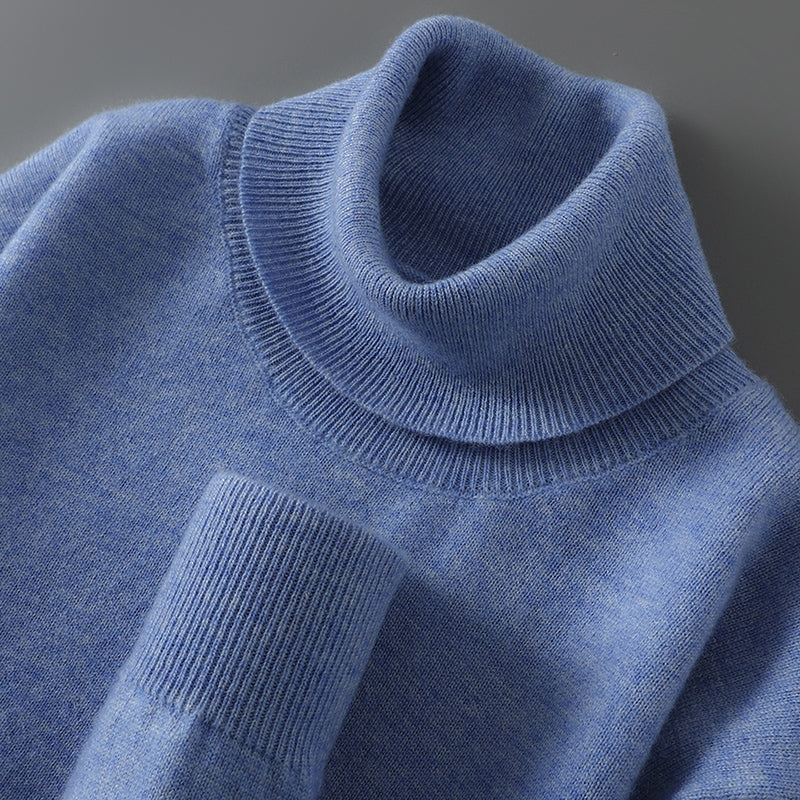 Pull Col Roulé Femme à Côtes et Manches Longues