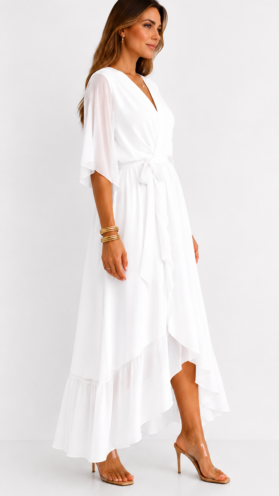 Robe Portefeuille Femme en Mousseline Fluide