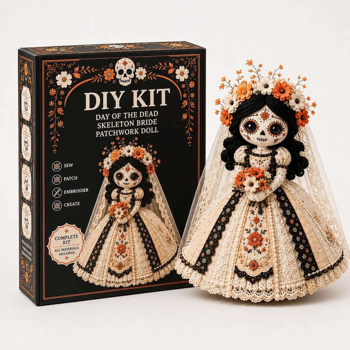 Kit DIY Poupée Patchwork Jour des Morts – Loisir Créatif Couture