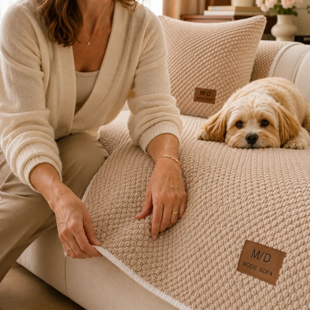 Housse de Canapé Antidérapante pour Animaux - Protection Peluche Douce