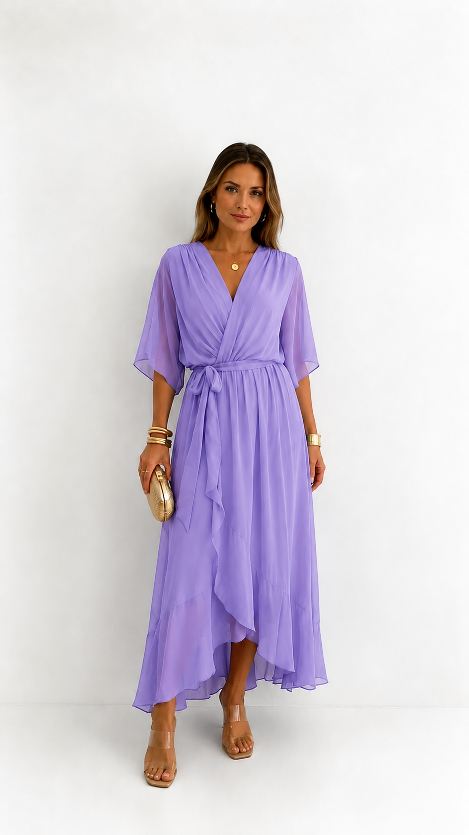 Robe Portefeuille Femme en Mousseline Fluide