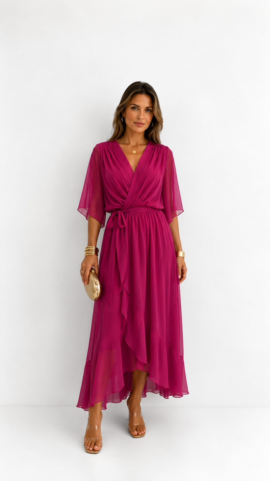 Robe Portefeuille Femme en Mousseline Fluide