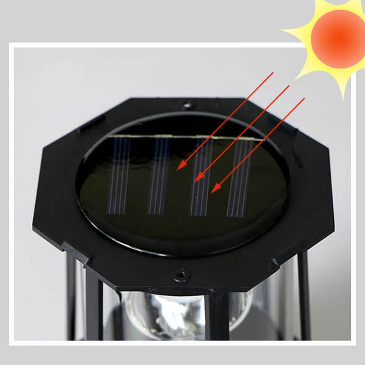 Vuurtoren Tafellamp op Zonne-energie met Roterende LED en Ingebouwd Zonnepaneel
