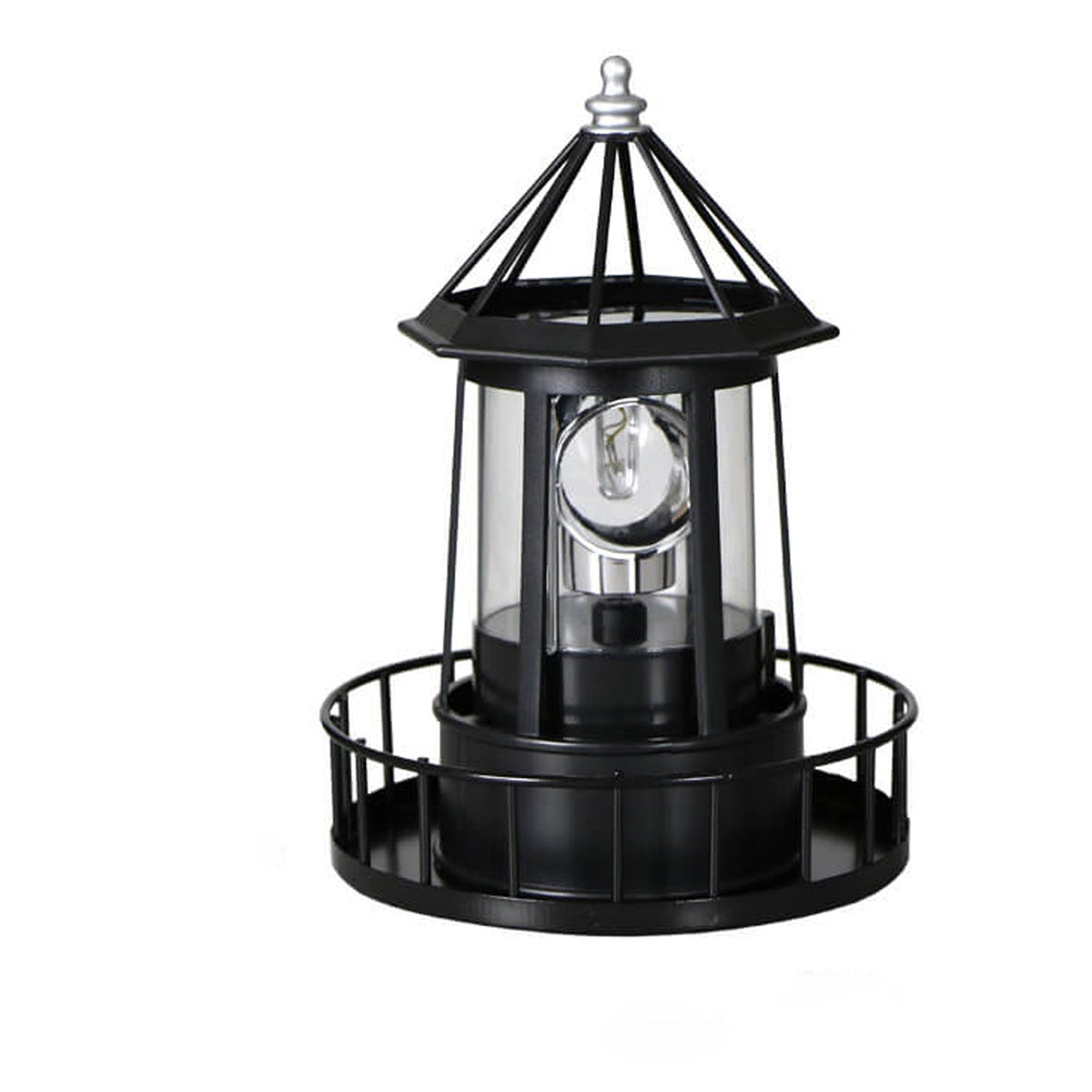 Vuurtoren Tafellamp op Zonne-energie met Roterende LED en Ingebouwd Zonnepaneel