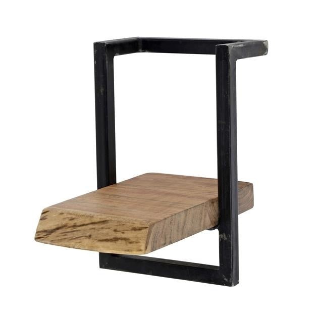 Wandplank – Massief acaciahout met vintage stalen frame voor de woonkamer of hal